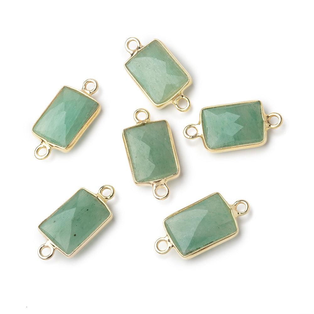 10x7mm Vermeil Bezel Aventurine Faceted Rectangle Connectors 1 piece (ONLINE ORDER ONLY)