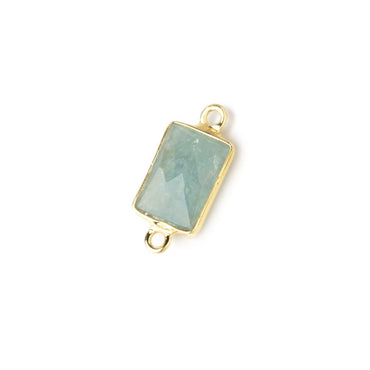 11x8mm Vermeil Bezel Milky Aquamarine Faceted Rectangle Connectors 1 piece (ONLINE ORDER ONLY)