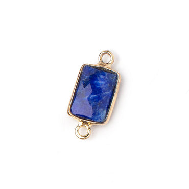 10x7mm Vermeil Bezel Lapis Lazuli Faceted Rectangle Connectors 1 piece (ONLINE ORDER ONLY)