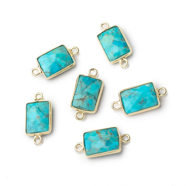 10x7mm Vermeil Bezel Turquoise Faceted Rectangle Connectors 1 piece (ONLINE ORDER ONLY)