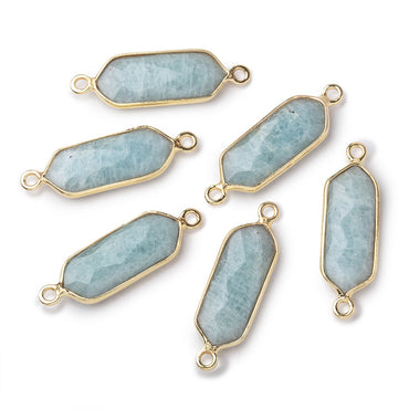19x8mm Vermeil Bezel Aquamarine Modified Marquise Connector Focal 1 piece (ONLINE ORDER ONLY)