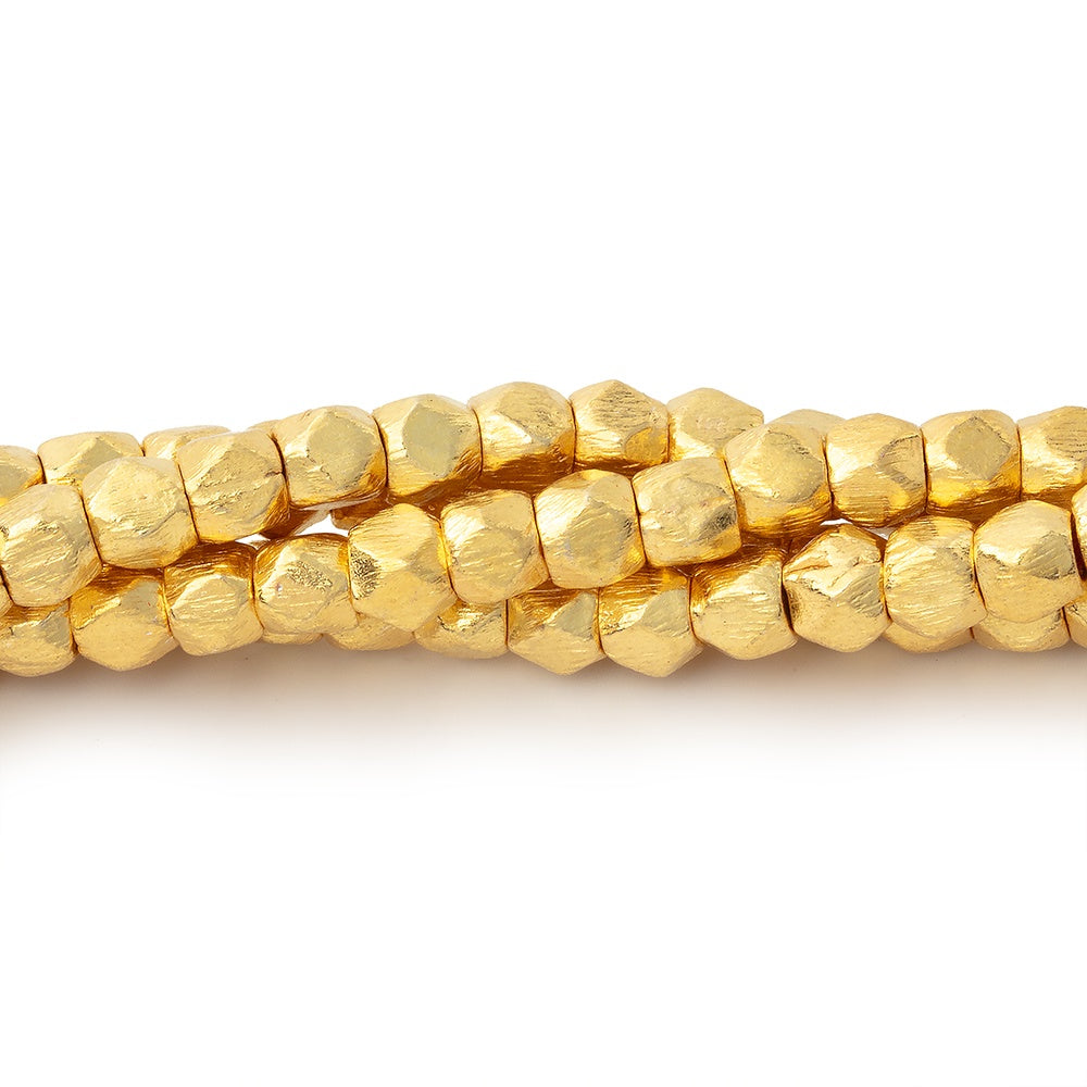4mm Brushed Hand Cut Nugget Beads 8 inch 47 pieces (ONLINE ORDER ONLY)