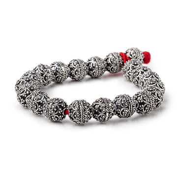 10mm Antiqued Sterling Silver Plated Copper Bali Design Round 8 inch 20 Beads (ONLINE ORDER ONLY)