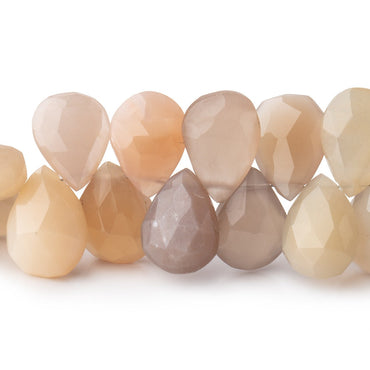 12x10-15x10mm Multi Color Moonstone faceted pear briolette 8.5 in. 46 Beads (ONLINE ORDER ONLY)