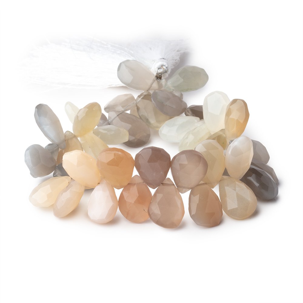 12x10-15x10mm Multi Color Moonstone faceted pear briolette 8.5 in. 46 Beads (ONLINE ORDER ONLY)