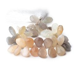 12x10-15x10mm Multi Color Moonstone faceted pear briolette 8.5 in. 46 Beads (ONLINE ORDER ONLY)