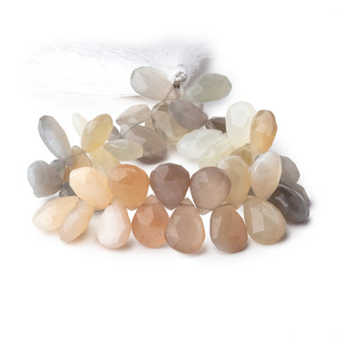 12x10-15x10mm Multi Color Moonstone faceted pear briolette 8.5 in. 46 Beads (ONLINE ORDER ONLY)