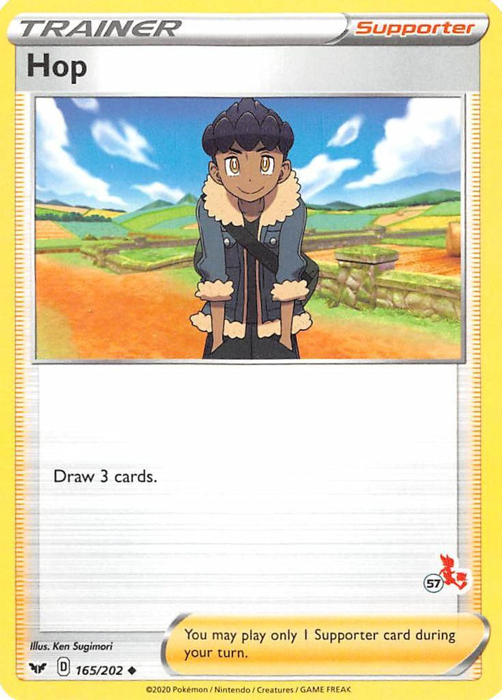 Hop (165/202) (Cinderace Stamp #57) [Battle Academy 2022] (Online Only)