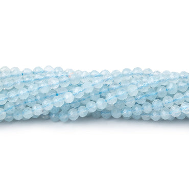 3mm Milky Aquamarine Micro Faceted Round Beads 12.5 inch 102 pieces (ONLINE ORDER ONLY)