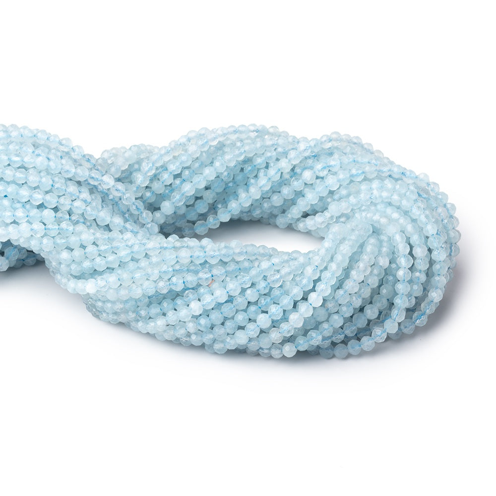 3mm Milky Aquamarine Micro Faceted Round Beads 12.5 inch 102 pieces (ONLINE ORDER ONLY)