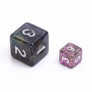 Purple Iridescent 7-Dice Mini-Dice RPG Set w/White Numbers Miniature Dice (Online Only)
