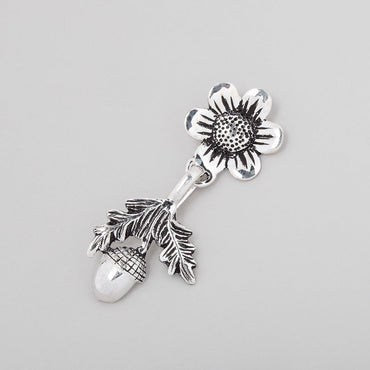 43x16mm Antiqued Sterling Silver Hook & Eye Clasp Daisy and Acorn 1 piece (ONLINE ORDER ONLY)