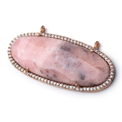 43x18mm Rose Gold Bezel CZ & Pink Peruvian Opal Faceted Oval 1 Connector (ONLINE ORDER ONLY)