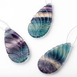 43x22mm Fluorite Hand Carved Pear Focal 1 Bead AAA (ONLINE ORDER ONLY)