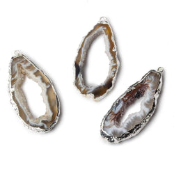 43x24x4mm Silver Leafed Occo Agate Drusy Natural Crystal Slice Pendant 1 piece (ONLINE ORDER ONLY)