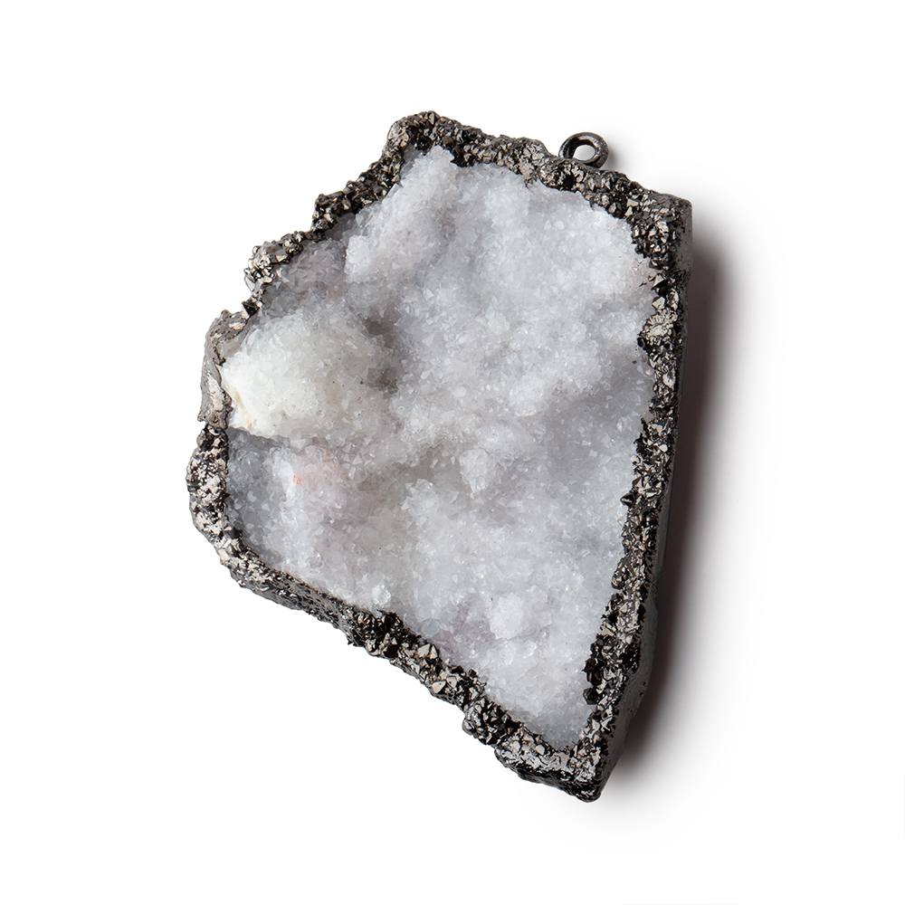 43x41mm Black Gold Leafed Gray Drusy Freeform Pendant 1 piece (ONLINE ORDER ONLY)