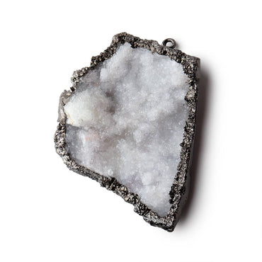 43x41mm Black Gold Leafed Gray Drusy Freeform Pendant 1 piece (ONLINE ORDER ONLY)