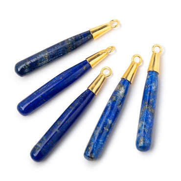 43x6.5mm Vermeil Capped Lapis Lazuli Plain Tear Drop Pendant 1 piece (ONLINE ORDER ONLY)