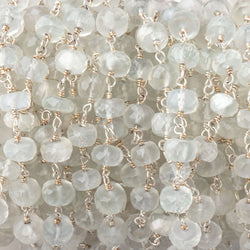 5-5.5mm Ceylon Moonstone faceted rondelles on .925 Sterling Silver Chain (ONLINE ORDER ONLY)
