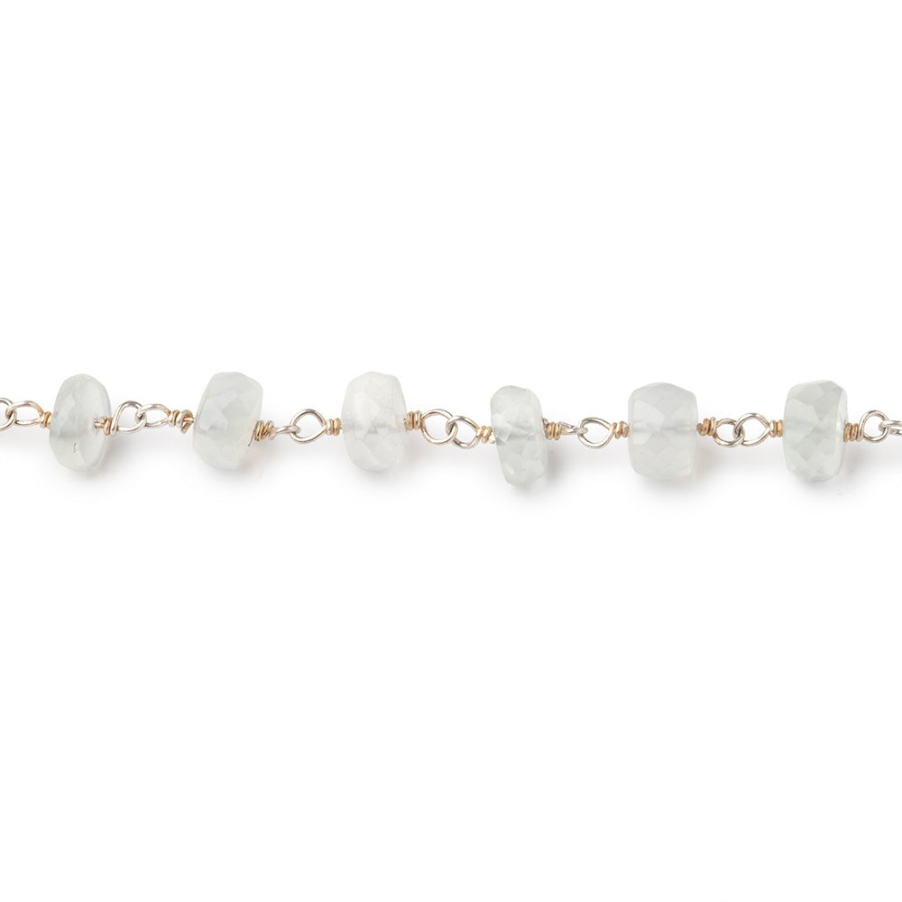 5-5.5mm Ceylon Moonstone faceted rondelles on .925 Sterling Silver Chain (ONLINE ORDER ONLY)