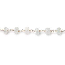 5-5.5mm Ceylon Moonstone faceted rondelles on .925 Sterling Silver Chain (ONLINE ORDER ONLY)