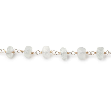 5-5.5mm Ceylon Moonstone faceted rondelles on .925 Sterling Silver Chain (ONLINE ORDER ONLY)