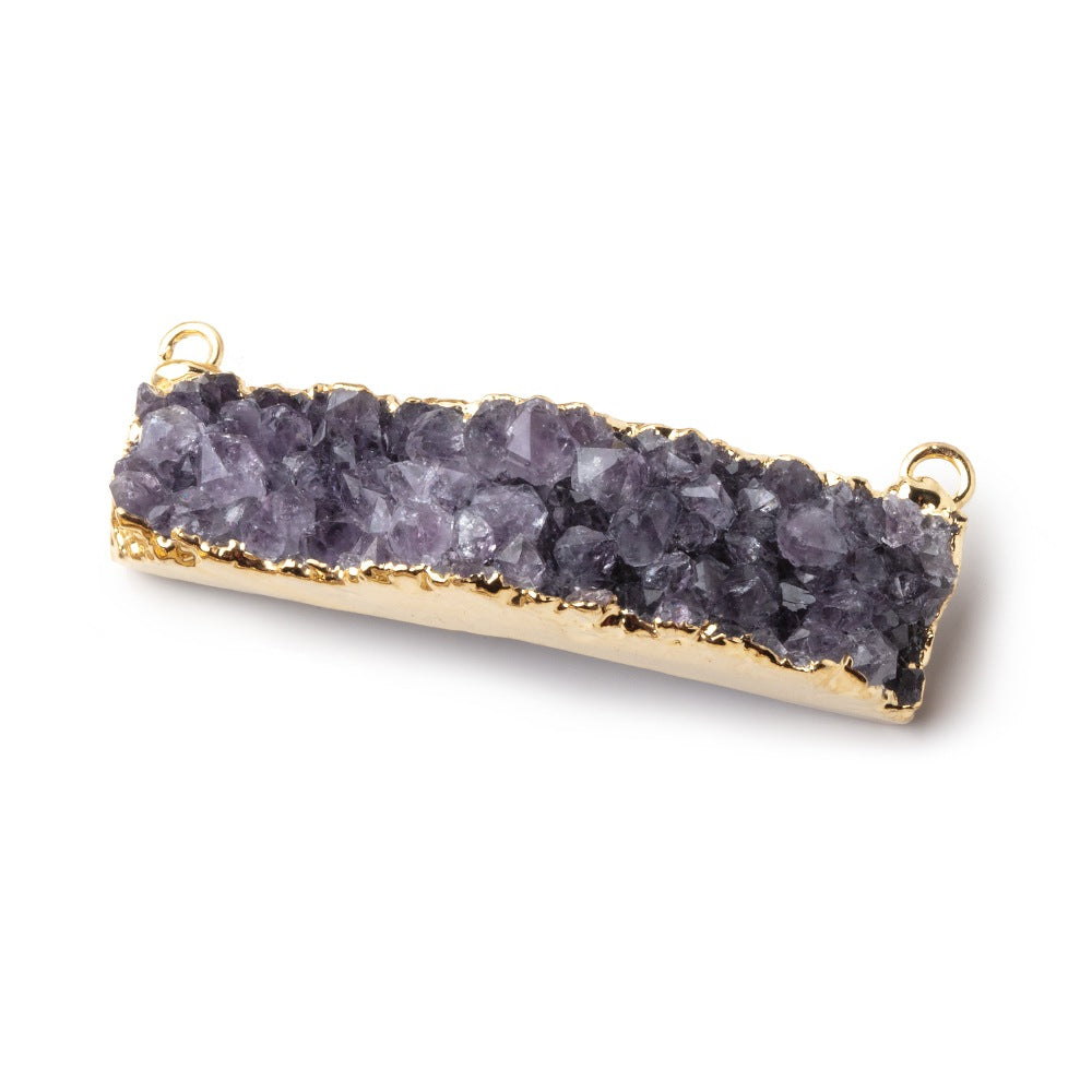 41x11mm 22kt Gold Leafed Amethyst East West Connector 1 Focal Bead (ONLINE ORDER ONLY)