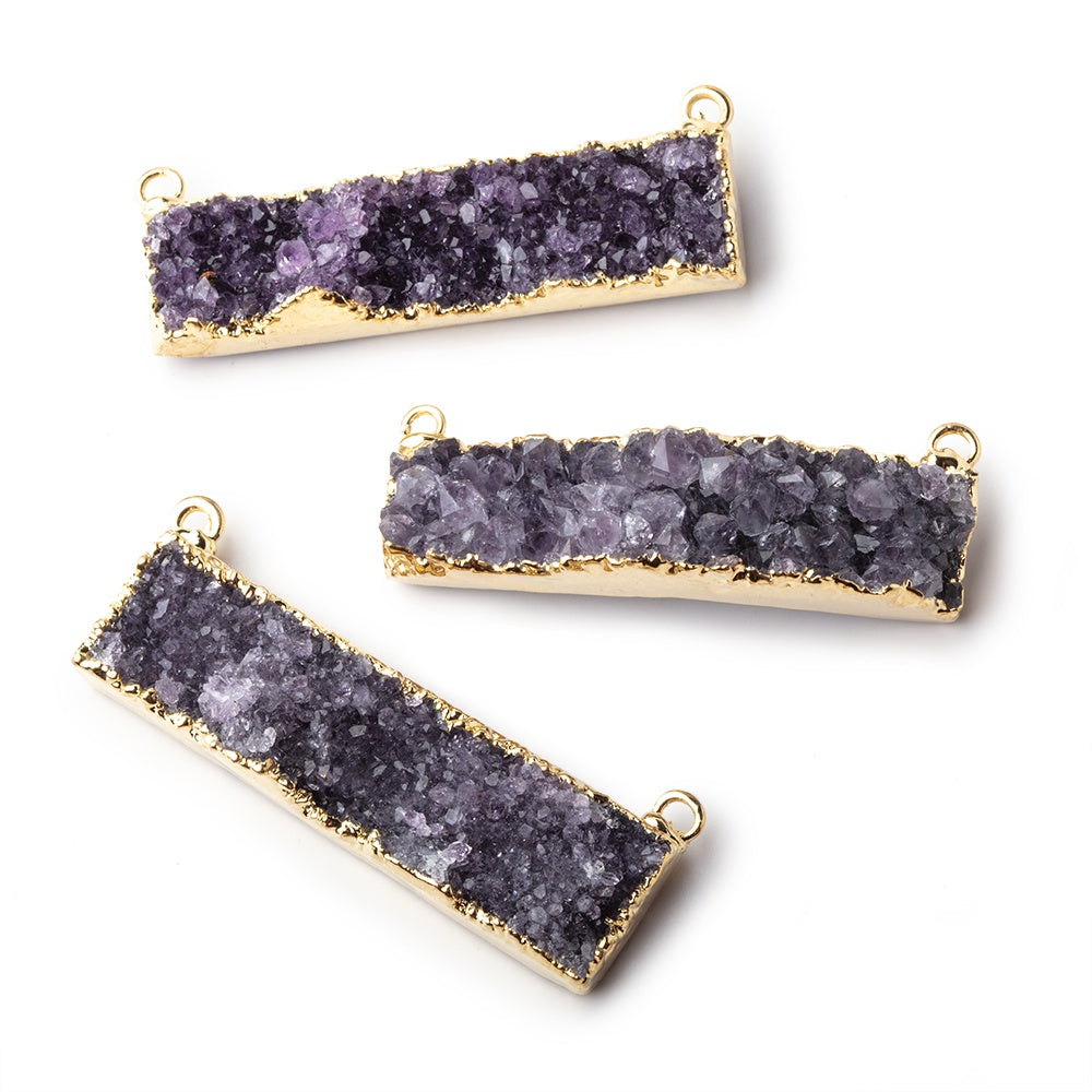41x11mm 22kt Gold Leafed Amethyst East West Connector 1 Focal Bead (ONLINE ORDER ONLY)