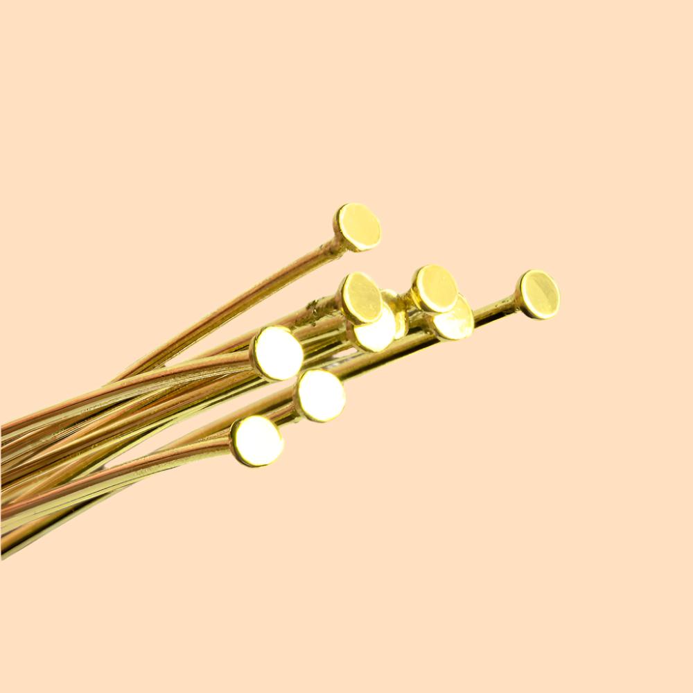 2" length Vermeil Disc Headpin, 22 Gauge Wire, 10 pieces per Bag (ONLINE ORDER ONLY)