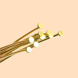 2" length Vermeil Disc Headpin, 22 Gauge Wire, 10 pieces per Bag (ONLINE ORDER ONLY)