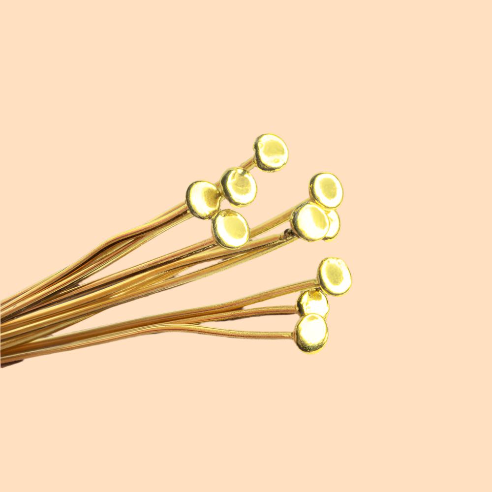 3" length Vermeil Disc Headpin, 22 Gauge Wire, 10 pieces per Bag (ONLINE ORDER ONLY)