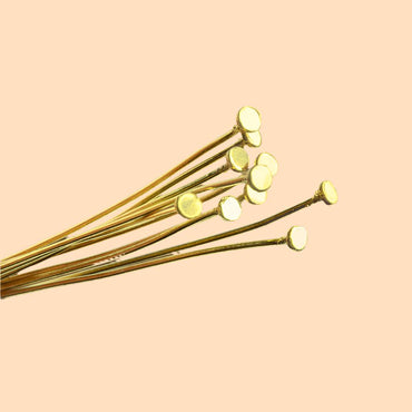 3" length Vermeil Disc Headpin, 24 Gauge Wire, 10 pieces per Bag (ONLINE ORDER ONLY)