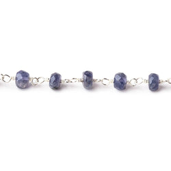 5mm Iolite faceted rondelle Silver plated Chain by the foot 37 pcs (ONLINE ORDER ONLY)