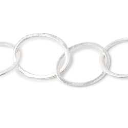 27x23mm Silver plated Brushed Oval Link Chain by the foot (ONLINE ORDER ONLY)