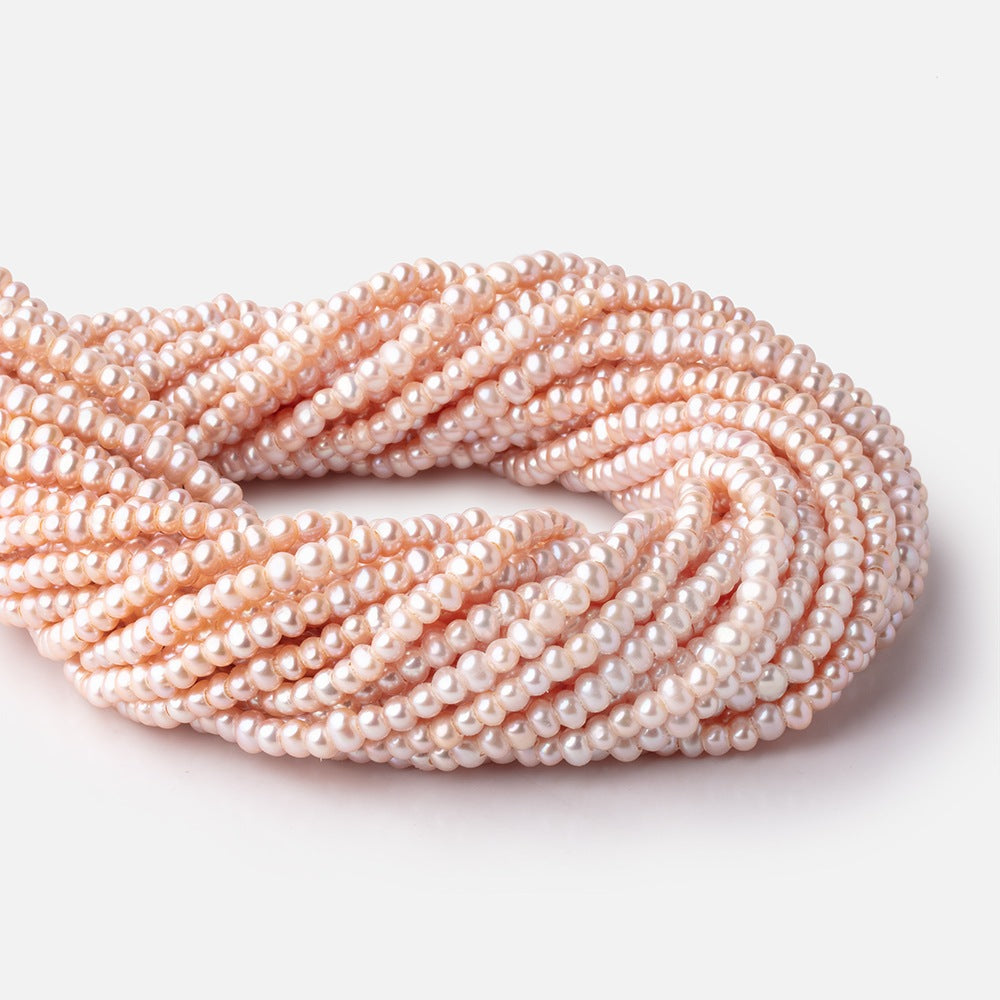 5mm Sunrise Pink 2.5mm Large Hole Off Round Freshwater Pearls 15 inch 112 Beads (ONLINE ORDER ONLY)