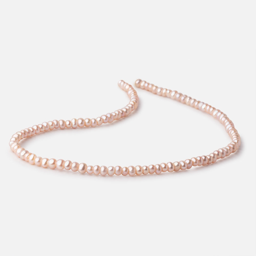 5mm Sunrise Pink 2.5mm Large Hole Off Round Freshwater Pearls 15 inch 112 Beads (ONLINE ORDER ONLY)