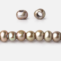 5-6mm Silver Sage 2.5mm Large Hole Off Round Pearls 15 inch 94 Beads (ONLINE ORDER ONLY)