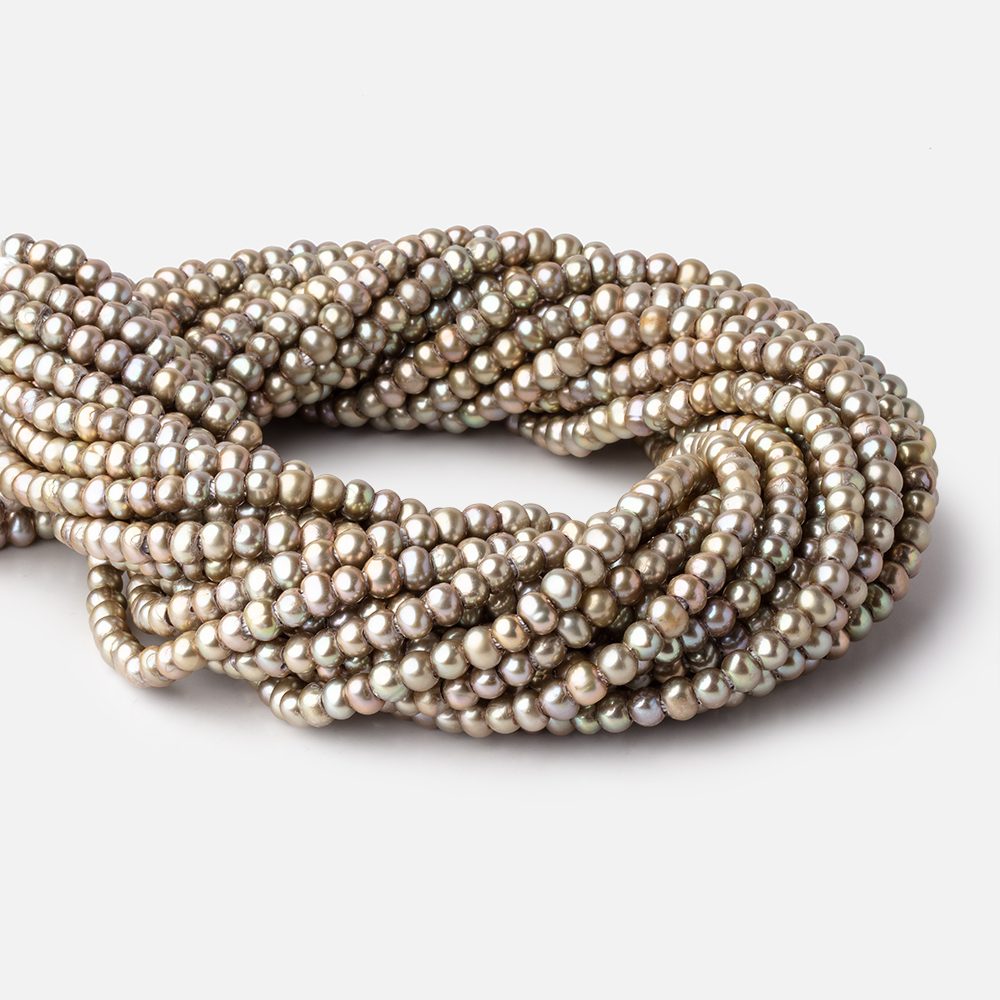 5-6mm Silver Sage 2.5mm Large Hole Off Round Pearls 15 inch 94 Beads (ONLINE ORDER ONLY)