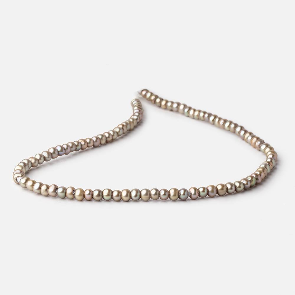 5-6mm Silver Sage 2.5mm Large Hole Off Round Pearls 15 inch 94 Beads (ONLINE ORDER ONLY)