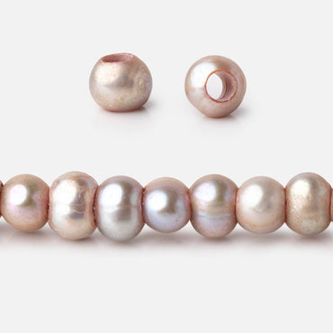 5-6mm Pinkish Gray 2.5mm Large Hole Off Round Pearls 15 inch 93 Beads (ONLINE ORDER ONLY)