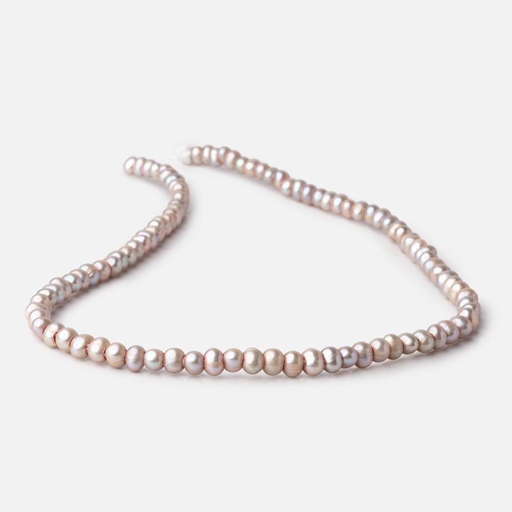 5-6mm Pinkish Gray 2.5mm Large Hole Off Round Pearls 15 inch 93 Beads (ONLINE ORDER ONLY)