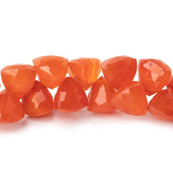 8-9mm Carnelian Faceted Trillion Top Drilled Beads 7.5 inch 38 pieces (ONLINE ORDER ONLY)