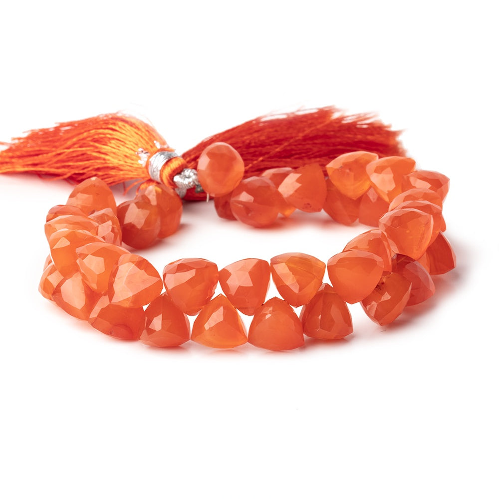 8-9mm Carnelian Faceted Trillion Top Drilled Beads 7.5 inch 38 pieces (ONLINE ORDER ONLY)