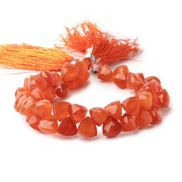 8-9mm Carnelian Top Drilled Faceted Trillion Beads 7.5 inch 40 pieces AAA (ONLINE ORDER ONLY)