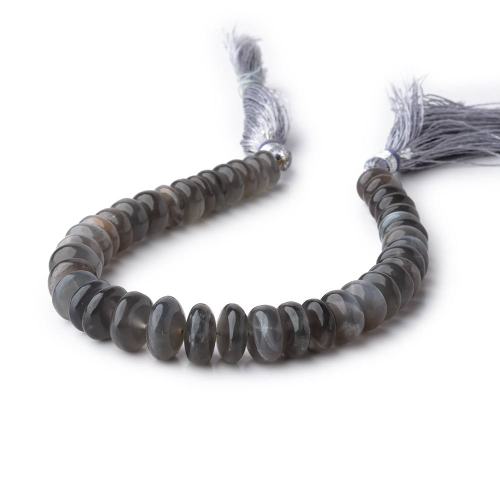 6-12mm Platinum Grey Moonstone Plain Rondelle Beads 8 inch 35 pieces (ONLINE ORDER ONLY)