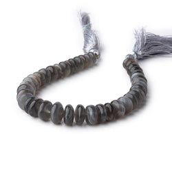 6-12mm Platinum Grey Moonstone Plain Rondelle Beads 8 inch 35 pieces (ONLINE ORDER ONLY)