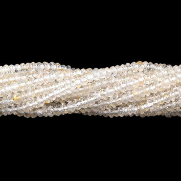 3mm White Topaz Faceted Rondelle Beads 15 inch 220 pieces (ONLINE ORDER ONLY)