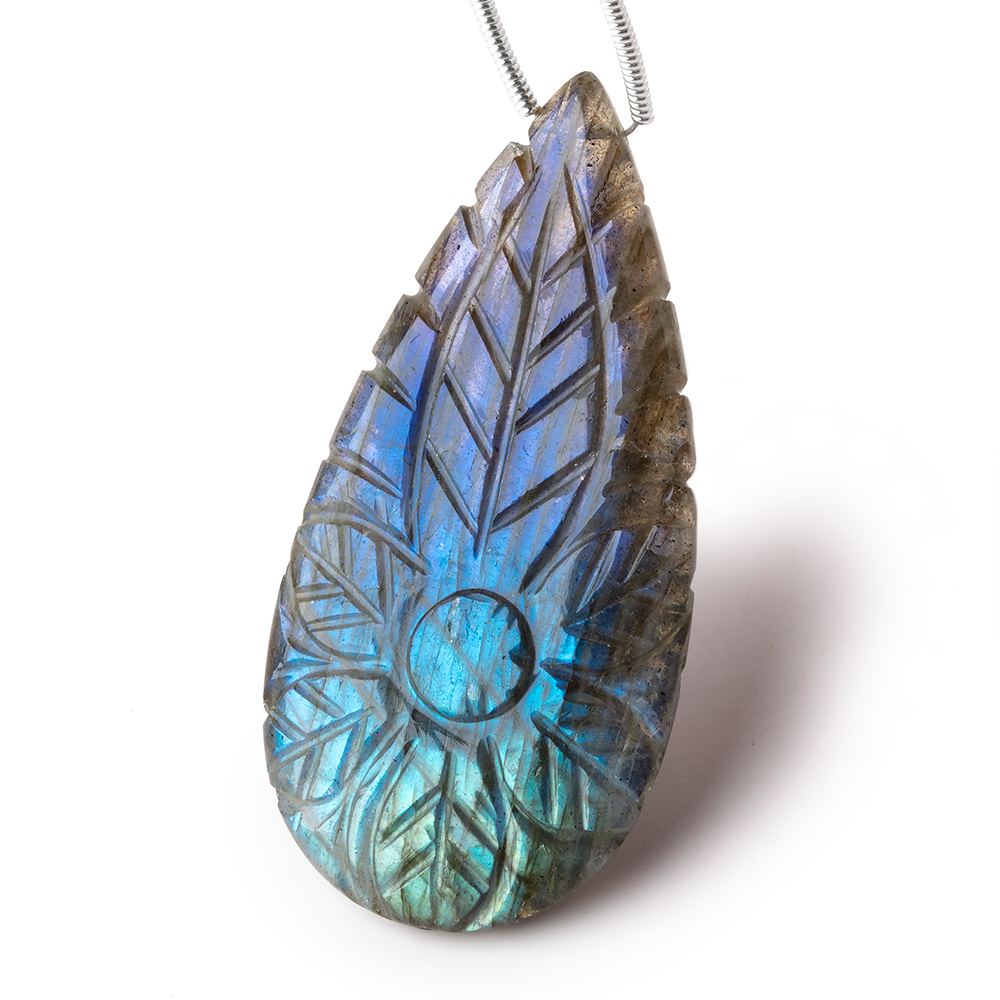 44.5x22mm Labradorite Hand Carved Pear Focal Bead 1 piece (ONLINE ORDER ONLY)