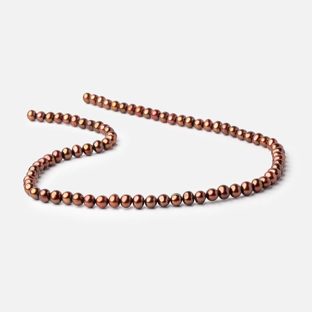 6x5mm Reddish Brown Side Drilled Off Round Freshwater Pearls 16 inch 76 pieces (ONLINE ORDER ONLY)