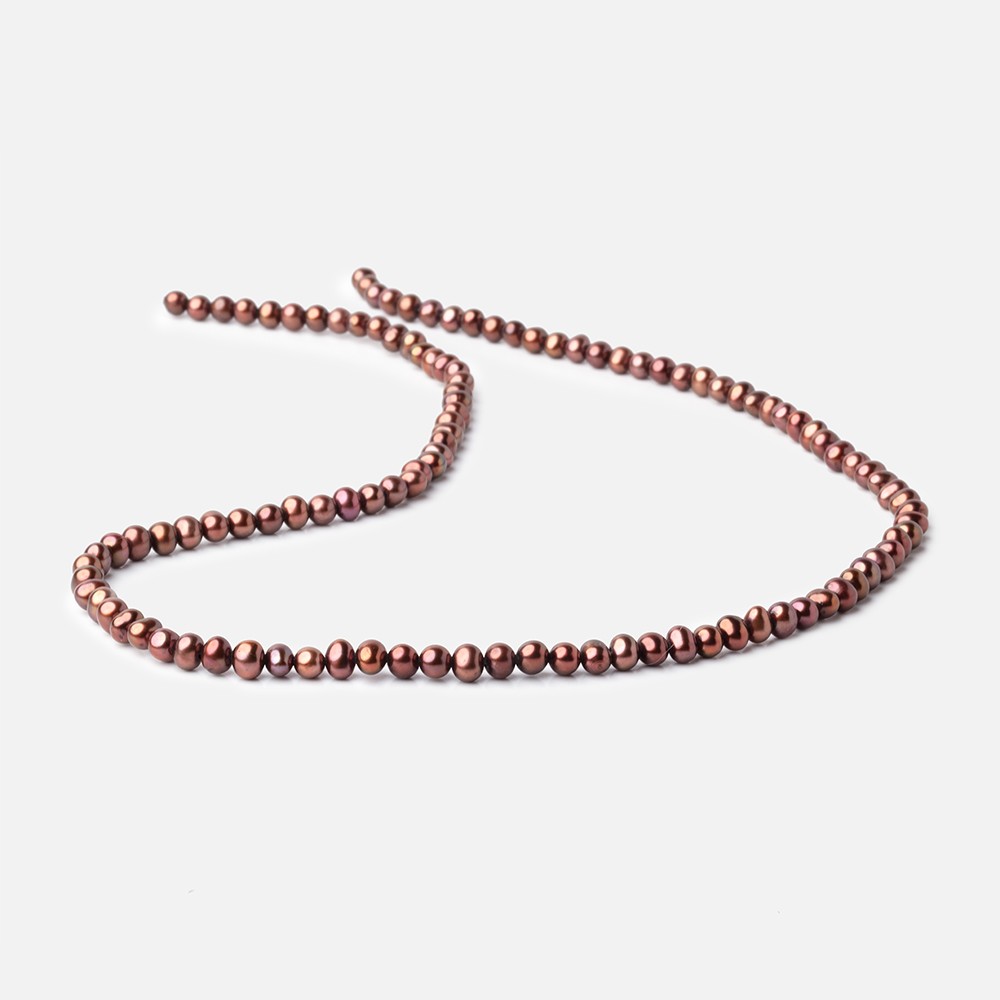 4.5x4mm Chocolate Brown Side Drilled Off Round Freshwater Pearls 16 inch 110 pieces (ONLINE ORDER ONLY)